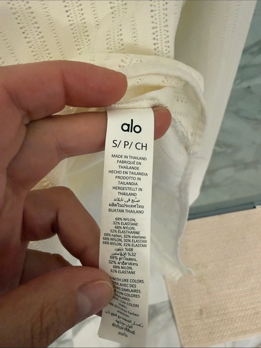 ALO Cream Long-Sleeve Ribbed Bodysuit